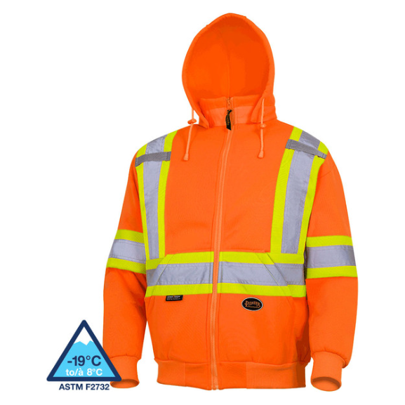 PIONEER 6924 HI-VIZ POLYESTER FLEECE HOODIE - HI-VIZ ORANGE