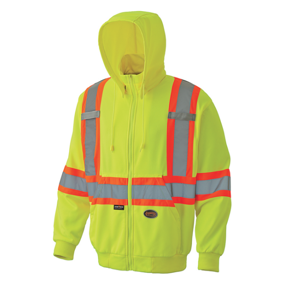 PIONEER 6941 HI-VIZ MICRO FLEECE ZIP HOODIE - HI-VIZ YELLOW/GREEN