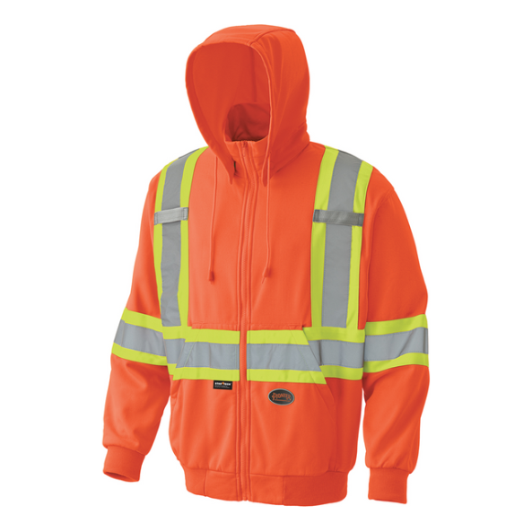 PIONEER 6940 HI-VIZ MICRO FLEECE ZIP HOODIE - HI-VIZ ORANGE