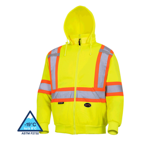 PIONEER 6925 HI-VIZ POLYESTER FLEECE HOODIE - HI-VIZ YELLOW/GREEN