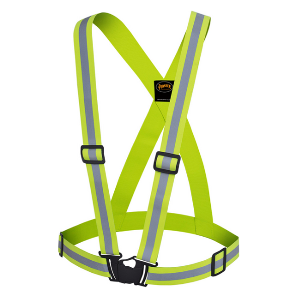 PIONEER 5497 ADJUSTABLE SAFETY SASH - HI-VIZ YELLOW/GREEN