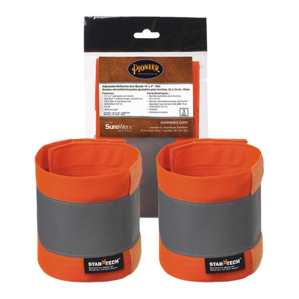 PIONEER 140A ADJUSTABLE REFLECTIVE ARM BANDS - HI-VIZ ORANGE (PAIR)