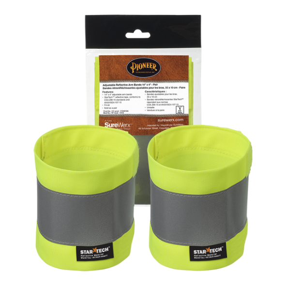 PIONEER 141A ADJUSTABLE REFLECTIVE ARM BANDS - HI-VIZ YELLOW/GREEN (PAIR)