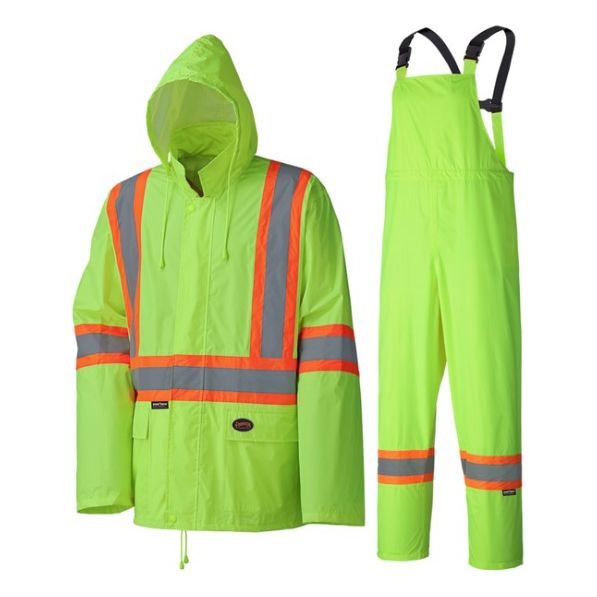 PIONEER 5599 WATERPROOF LIGHTWEIGHT SAFETY RAINSUITS - YELLOW/GREEN