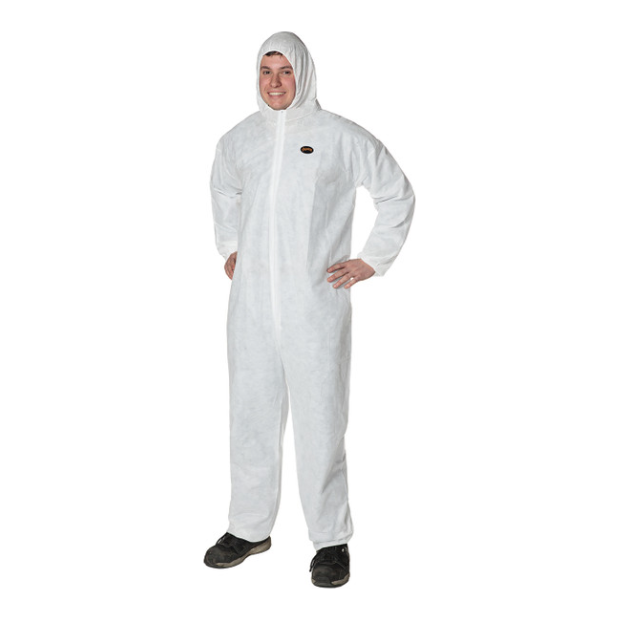 PIONEER 2045 DISPOSABLE SMS COVERALL ZIPPER FRONT - WHITE