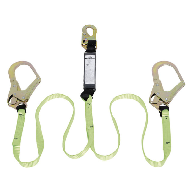 PEAKWORKS SA-54022-4 SHOCK ABSORBING TWIN LEG LANYARD - SNAP & FORM HOOKS- 4' (1.2M)