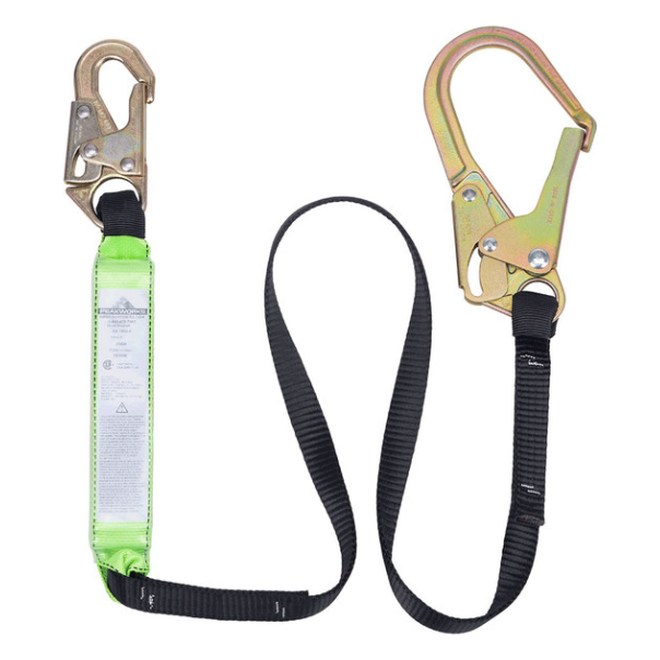 PEAKWORKS SA-6402-6 SHOCK ABSORBING SINGLE LEG LANYARD - SNAP & FORM HOOKS- 6' (1.8M)