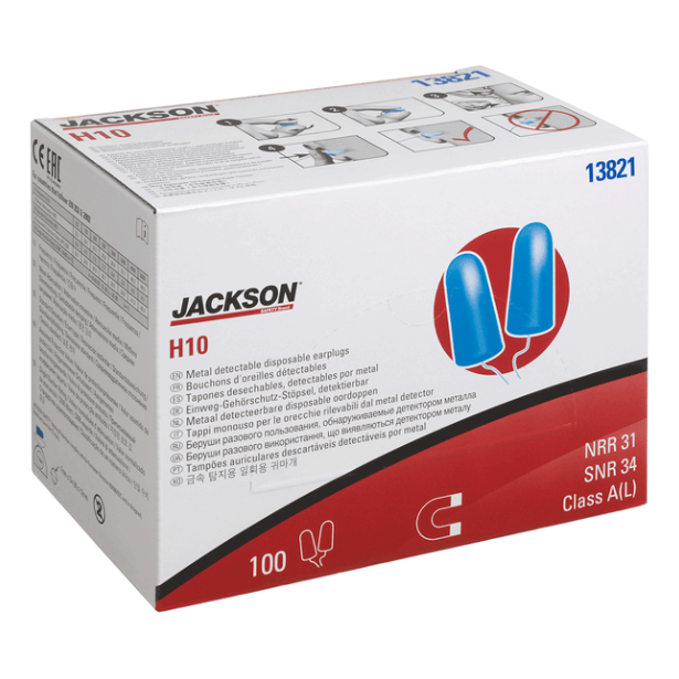 JACKSON 13821 METAL DETECTABLE DISPOSABLE CORDED FOAM EAR PLUG ( 8 BOXES/ CASE )