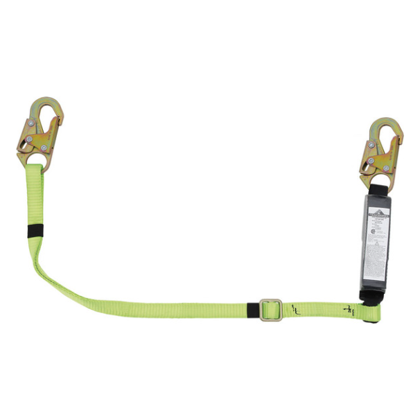 PEAKWORKS SA-5400-6A SHOCK ABSORBING SINGLE LEG LANYARD - SNAP HOOKS- 6' (1.8M) - ADJUSTABLE