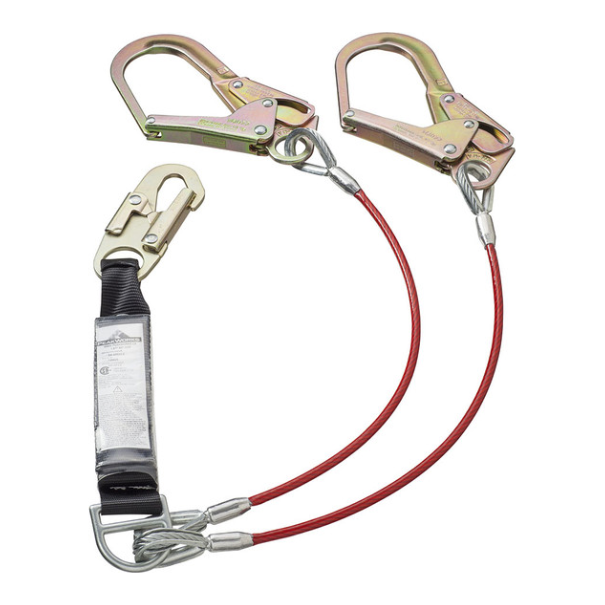 PEAKWORKS SA-55522-4 SHOCK ABSORBING LANYARD - SNAP FORM HOOKS- 4' (1.2M)