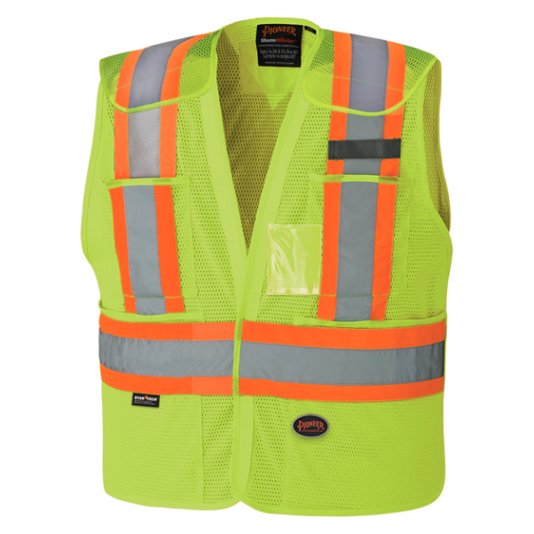 PIONEER 6933 DROP SHOULDER SAFETY TEAR AWAY VEST - HI-VIZ YELLOW/GREEN