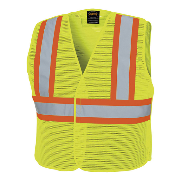 PIONEER 598P TEAR-AWAY MESH SAFETY VEST - HI-VIZ YELLOW/GREEN