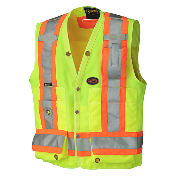 PIONEER 6693 SURVEYOR'S SAFETY VEST - HI-VIZ YELLOW/GREEN