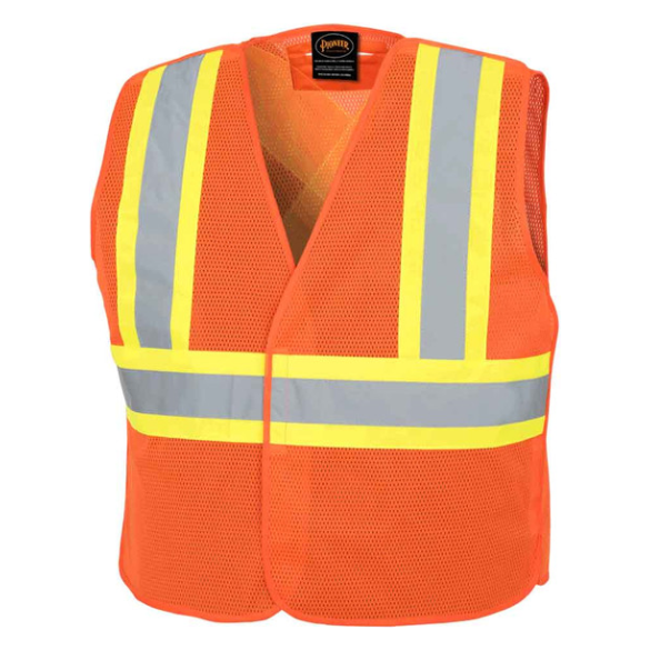 PIONEER 597P TEAR-AWAY MESH SAFETY VEST - HI-VIZ ORANGE