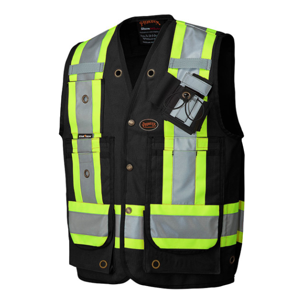 PIONEER 694BK SURVEYOR'S/SUPERVISOR'S SAFETY VEST - BLACK