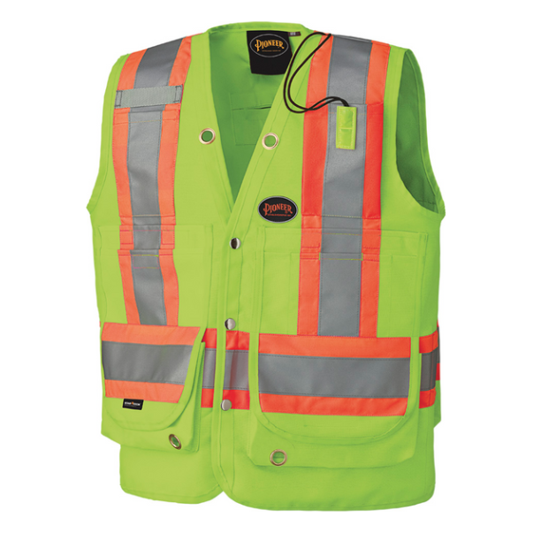 PIONEER 6696 SURVEYOR'S SAFETY VEST - HI-VIZ YELLOW/GREEN