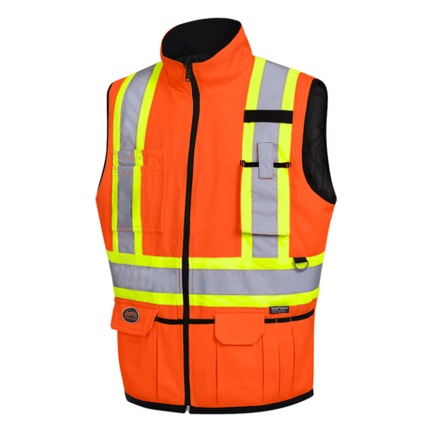 PIONEER 6688 REVERSIBLE INSULATED SAFETY VEST - HI-VIZ ORANGE