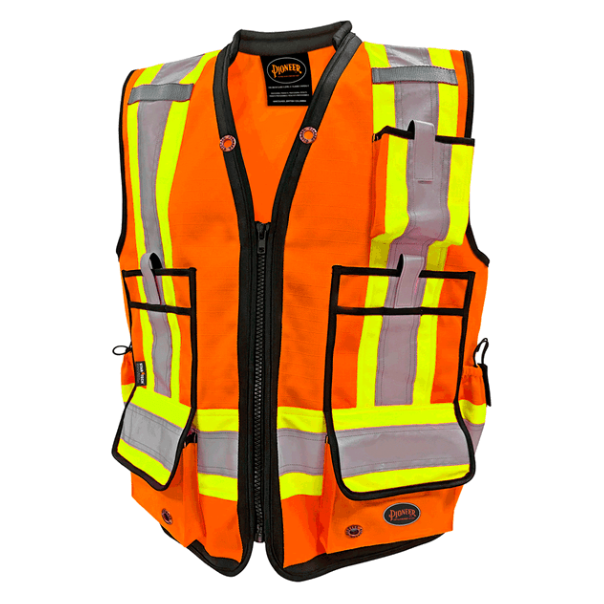 PIONEER 6676 HIGH DENIER SURVEYOR'S VEST - HI-VIZ ORANGE