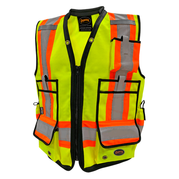 PIONEER 6677 HIGH DENIER SURVEYOR'S VEST - HI-VIZ YELLOW/GREEN