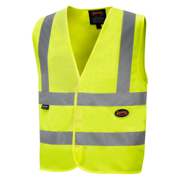 PIONEER 6886 POLYESTER TRRICOT SAFETY VEST WITH 2" TAPE - HI-VIZ YELLOW