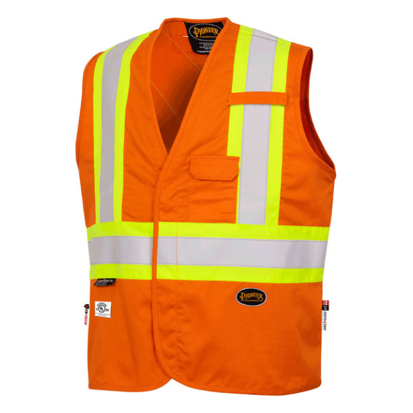 PIONEER 7728 FR-TECH® 88/12 FLAME RESISTANT SAFETY VEST - HI-VIZ ORANGE