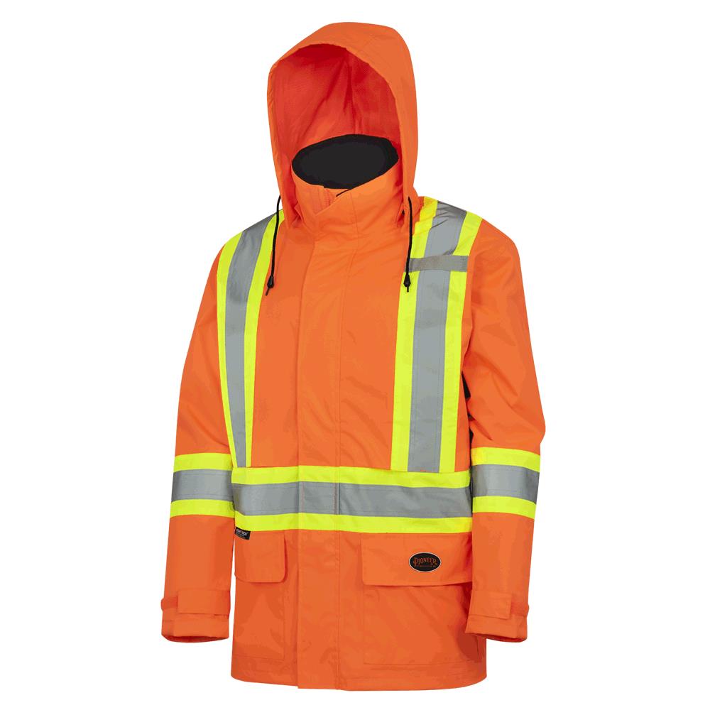 PIONEER 5594 HI-VIZ 150D LIGHTWEIGHT SAFETY JACKET WITH DETACHABLE HOOD