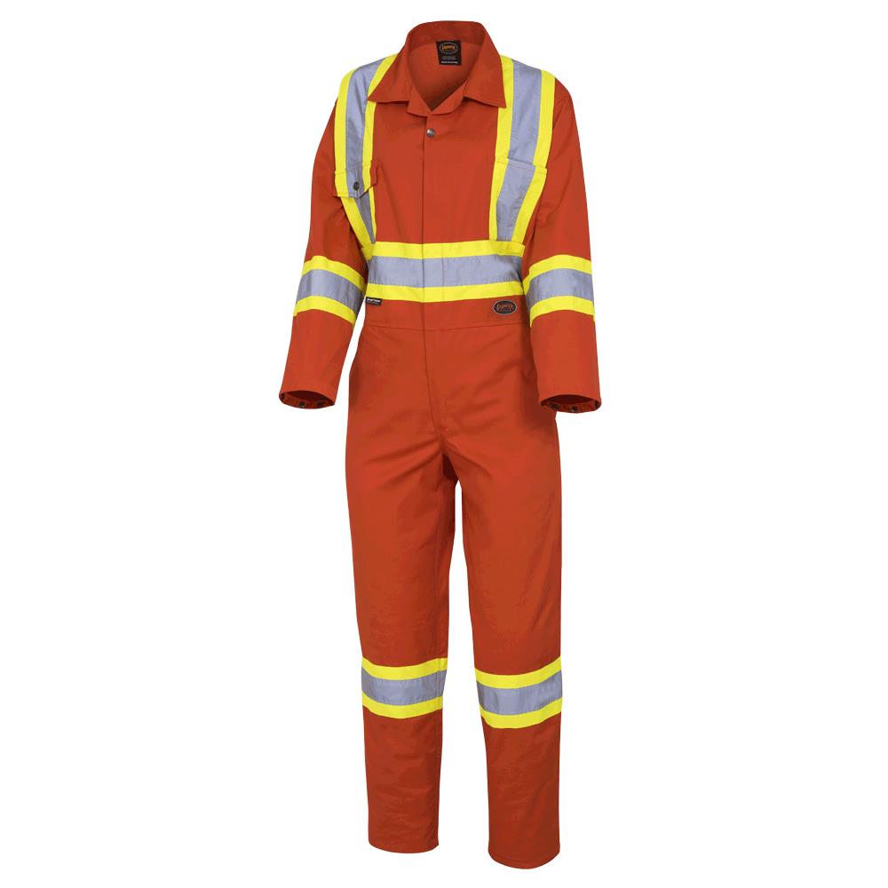 PIONEER WOMENS POLY/COTTON SAFETY COVERALLS - ZIPPER CLOSURE - ORANGE