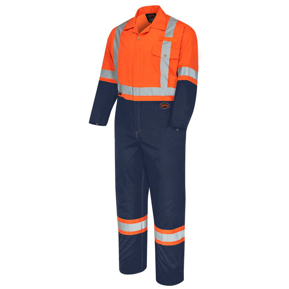 PIONEER 5514BB SAFETY POLY/COTTON COVERALL - ORANGE/NAVY (TALL)