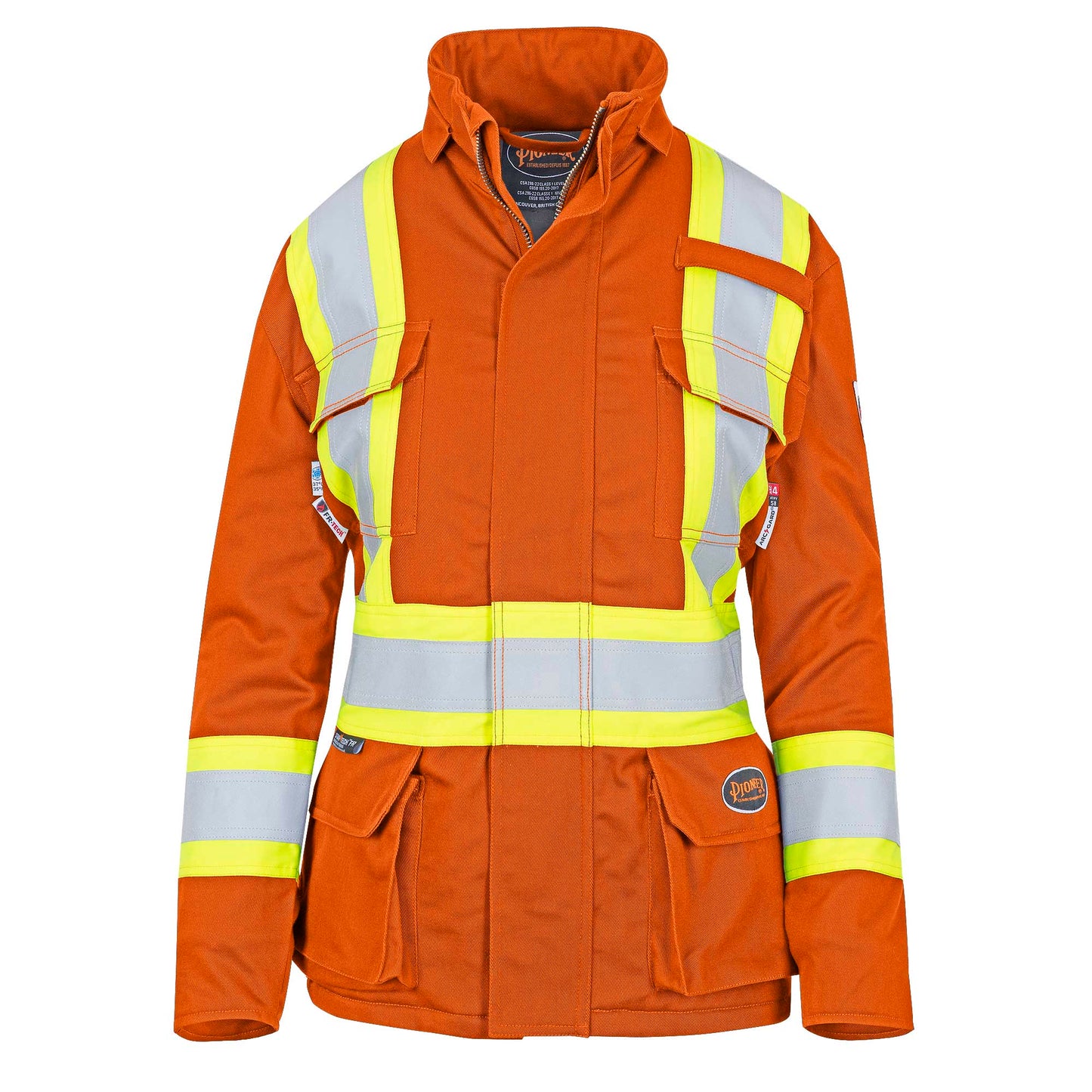 PIONEER WOMENS FR-TECH HI-VIS FR/ARC RATED QUILTED SAFETY PARKA - ORANGE