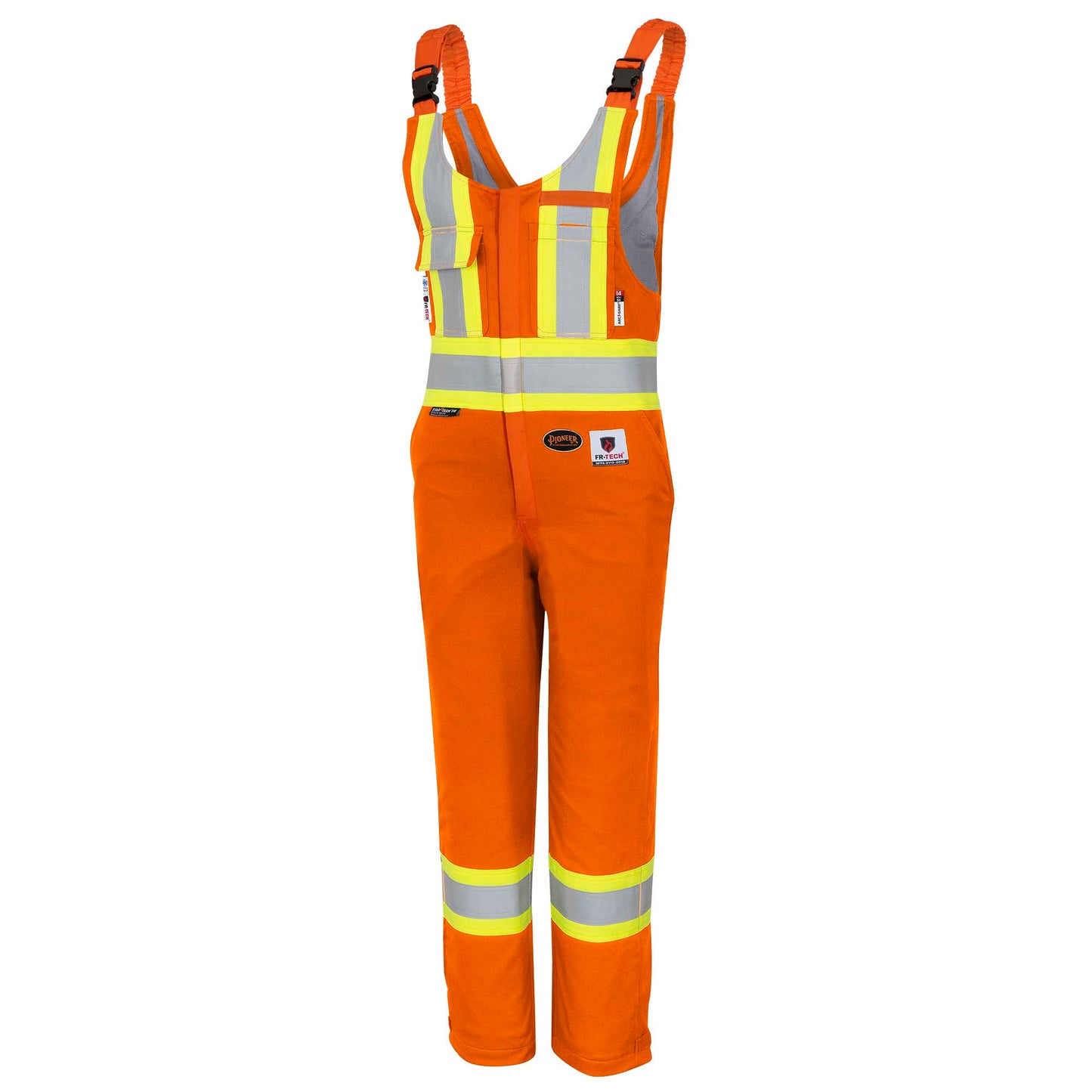 PIONEER WOMENS FR-TECH HI-VIS FR/ARC RATED QUILTED SAFETY OVERALLS - ORANGE