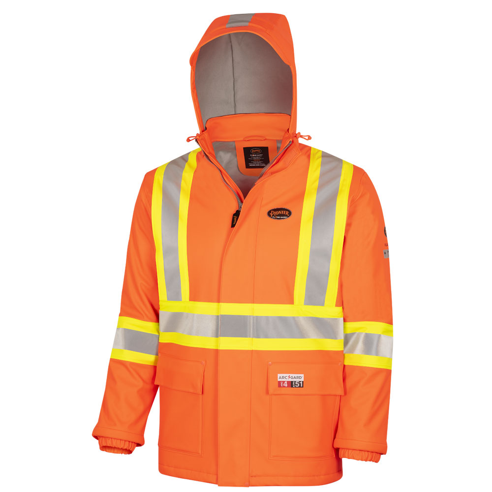 PIONEER HI-VIS FASH GARD FR/ARC RATED WATERPROOF JACKET W/ HOOD