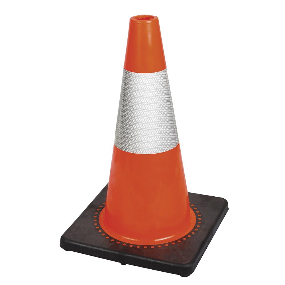 PIONEER PREMIUM PVC FLEXIBLE SAFETY CONE - 18" - HIGH-LUMINANCE 3 BAND