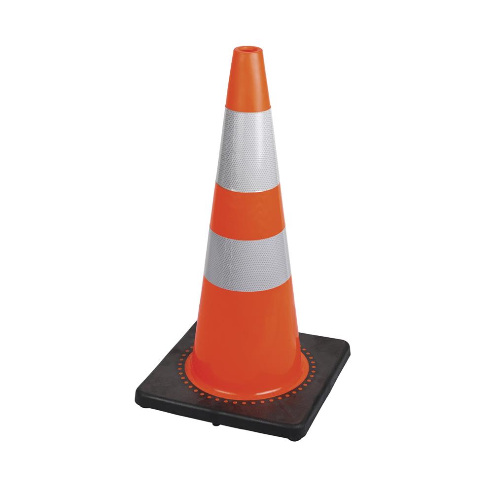 PIONEER PREMIUM PVC FLEXIBLE SAFETY CONE - 28" - 4"  6" HIGH-LUMINANCE BANDS