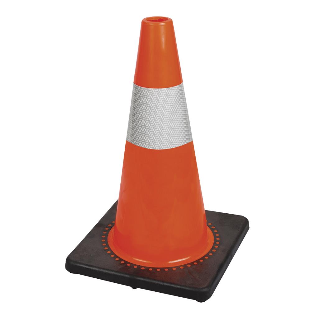 PIONEER PREMIUM PVC FLEXIBLE SAFETY CONE - 18" - 4" HIGH-LUMINANCE BAND