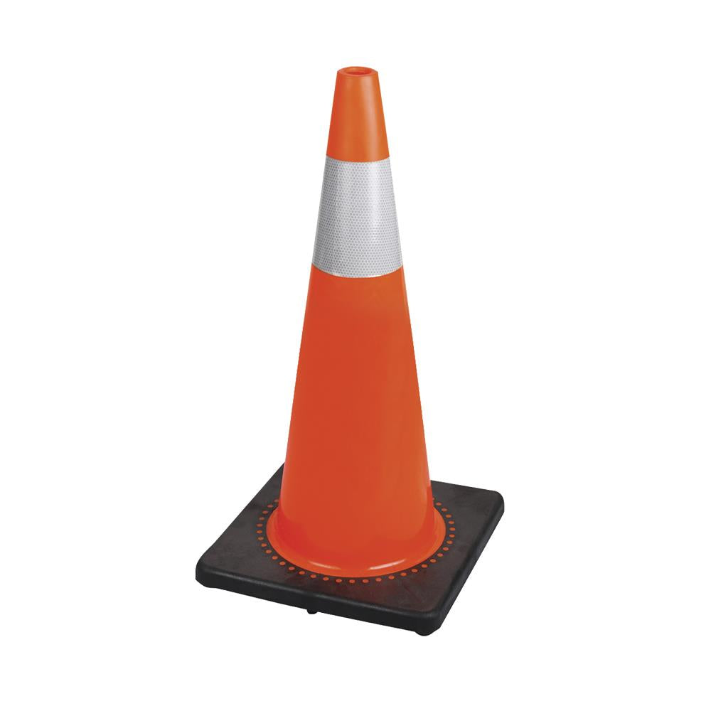 PIONEER PREMIUM PVC FLEXIBLE SAFETY CONE - 28" - 4" HIGH-LUMINANCE BAND
