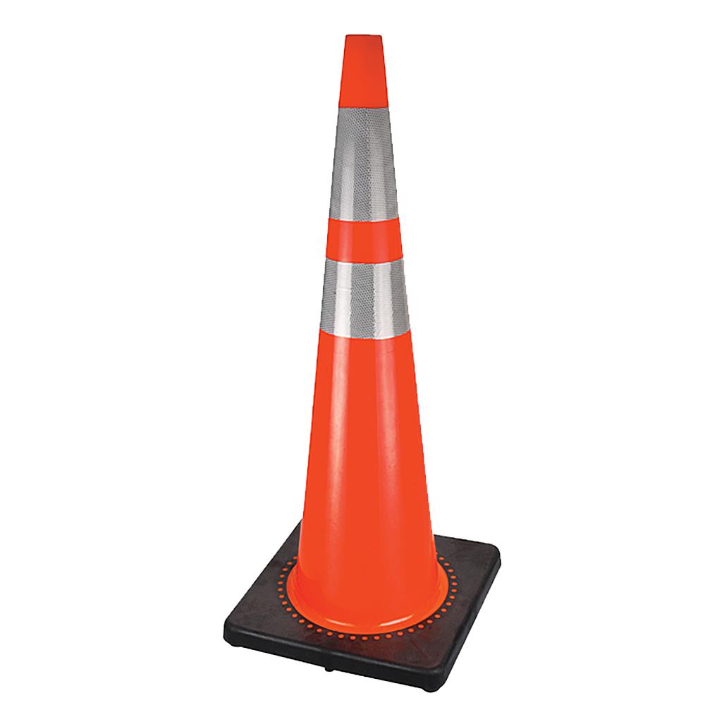 PIONEER PREMIUM PVC FLEXIBLE SAFETY CONE - 36" - 4" & 6" HIGH LUMINANCE BANDS