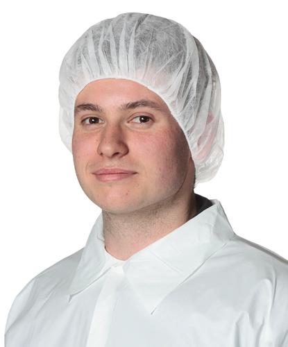 POLYPROPYLENE BOUFFANT CAPS - 100 PK - WHITE - ONE SIZE FITS ALL