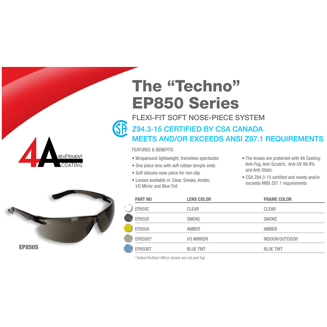 TECHNO SAFETY GLASSES BLUE TINT