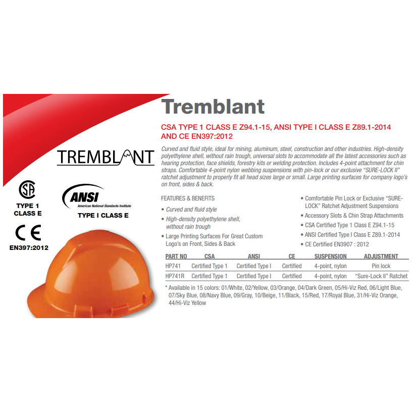 TREMBLANT HAT SAF CSA TYPE 1  RATCHET