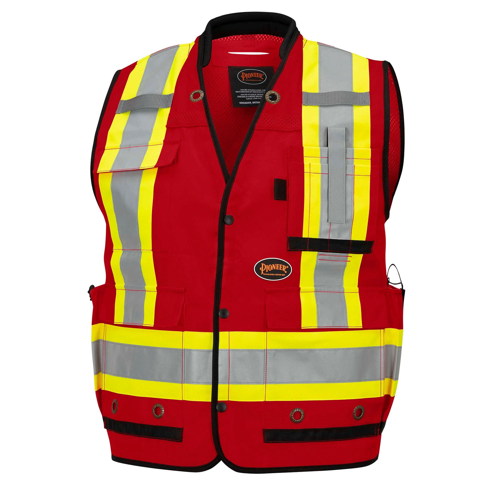 **COMING SOON** HI-VIS ANTIMICROBIAL MESH BACK SURVEYORS VEST - Red