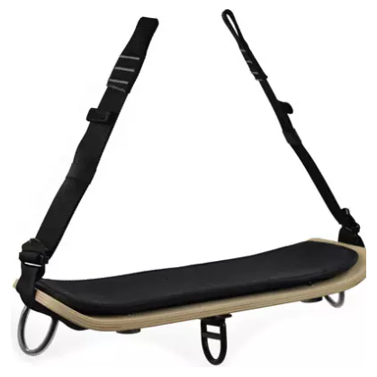 The Skater work seat got its name from the fact that everyone who sees the wooden seat immediately gets reminded of a skateboard.
Being that in Canada woodworking is everywhere so the choice originally to go for a wooden seat wasn’t impossible from a production point of view. However the origin comes from the fact that in the past rope access techs would make their own plank by taking some plywood, drilling a few holes adding some webbing, tape, and padding to the plank.
The nice thing about this method