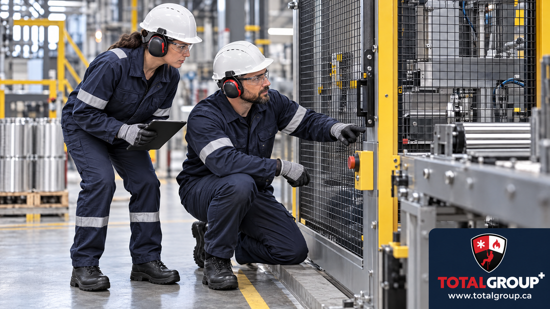 Total Group manufacturing workers conducting a safe machine pre-start check