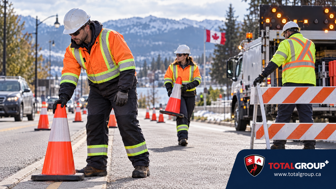Total Group municipal public works crew setting a roadside work zone