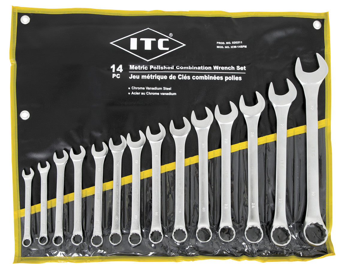 ITC ITC ICW-14PM 14-Piece Metric Polished Combination Wrench Set