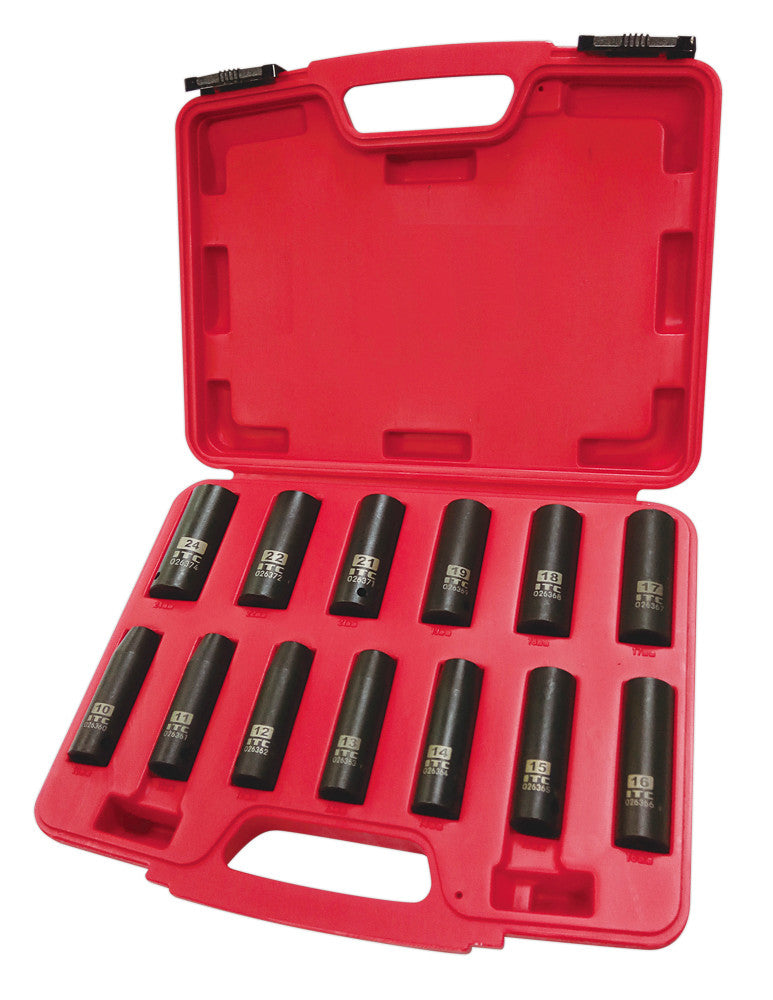 ITC ITC IPS-1312DM 1/2" Drive Deep Metric Impact Socket Set — 13 Pieces