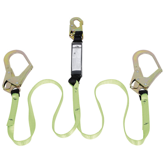 PeakWorks PeakWorks SA-54022-4 Twin-Leg Shock-Absorbing Lanyard – Snap & Form Hooks – 4' (1.2M)