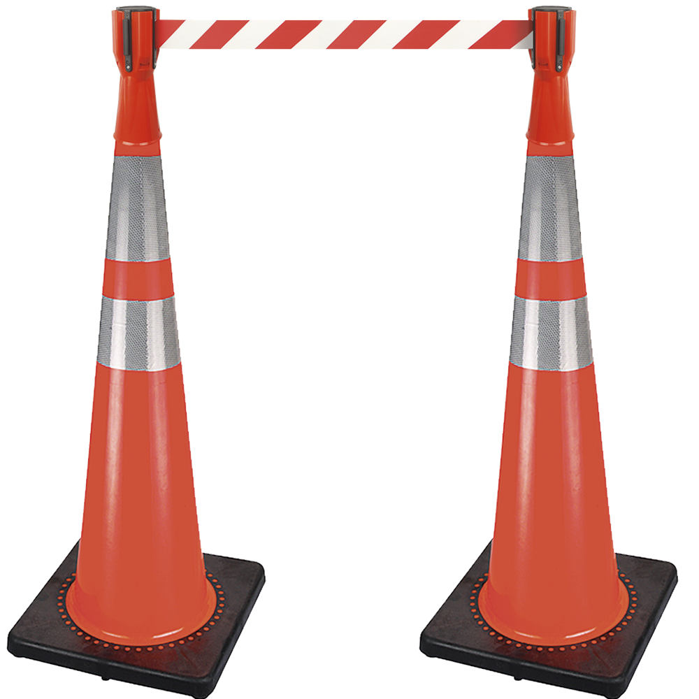 CONE TOPPER WITH BARRICADE TAPE - 10’