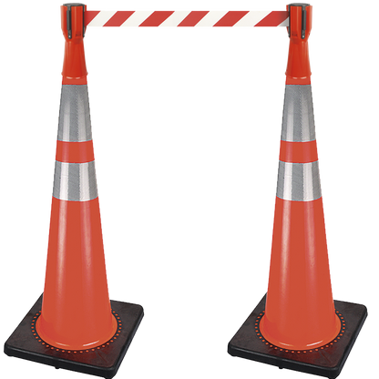 CONE TOPPER WITH BARRICADE TAPE - 10’