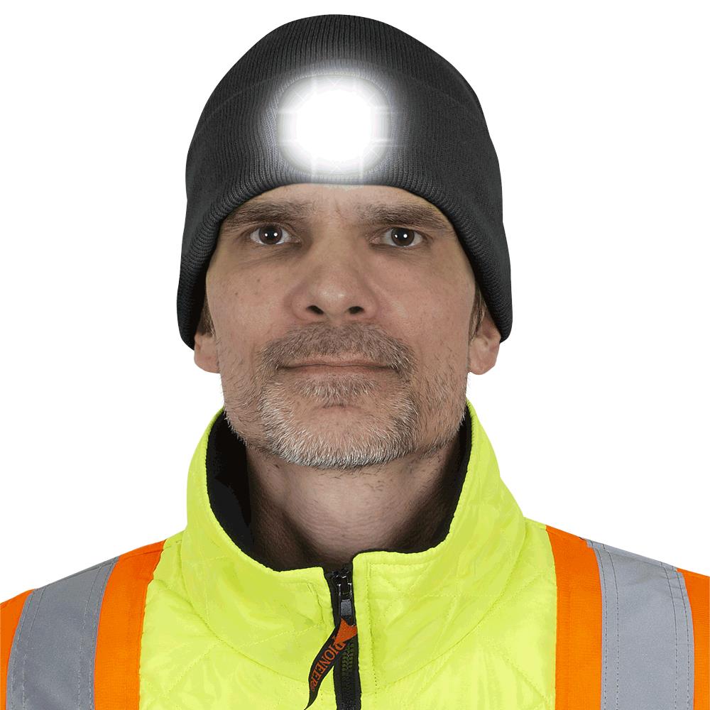 KNIT TOQUE WITH LED HEADLIGHT – BLACK – ONE SIZE FITS ALL