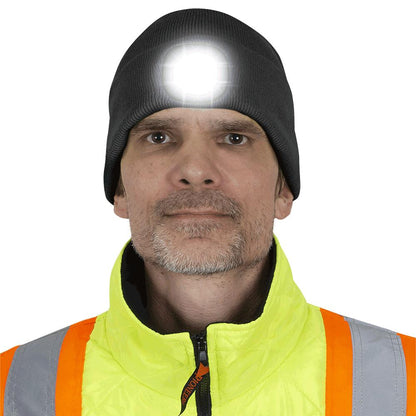 KNIT TOQUE WITH LED HEADLIGHT – BLACK – ONE SIZE FITS ALL